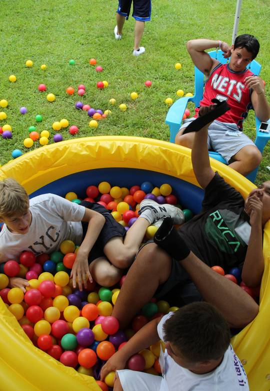 campers in ball pit