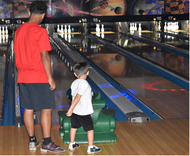 Camp Fatima of New Jersey bowling - father and son bowling